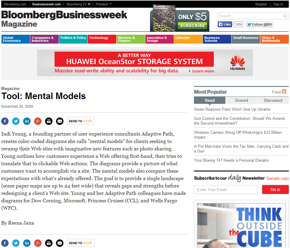 screenshot of blurb on Business Week about mental model diagrams