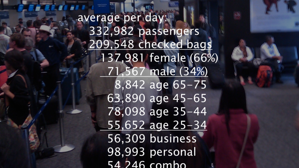 breakdown of data about checked bags by gender, age, etc.