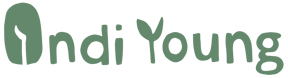 logo features an oval with a sprout inside it as the "I" in Indiyoung, in green